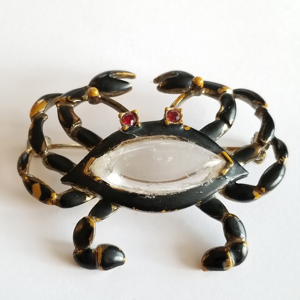 Relisted - Vintage crab brooch jelly belly unsigned Hattie Carnegie - Picture 1 of 13